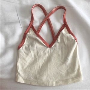 Urban outfitters Off white tank w pink cross strap